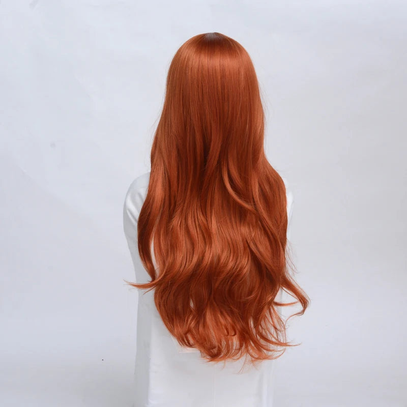 SuQ Synthetic Wig Women's  Copper Red Hair Wigs Synthetic Natural Cosplay Party Long Wave Middle Part Heat Resistant Daily Use Women