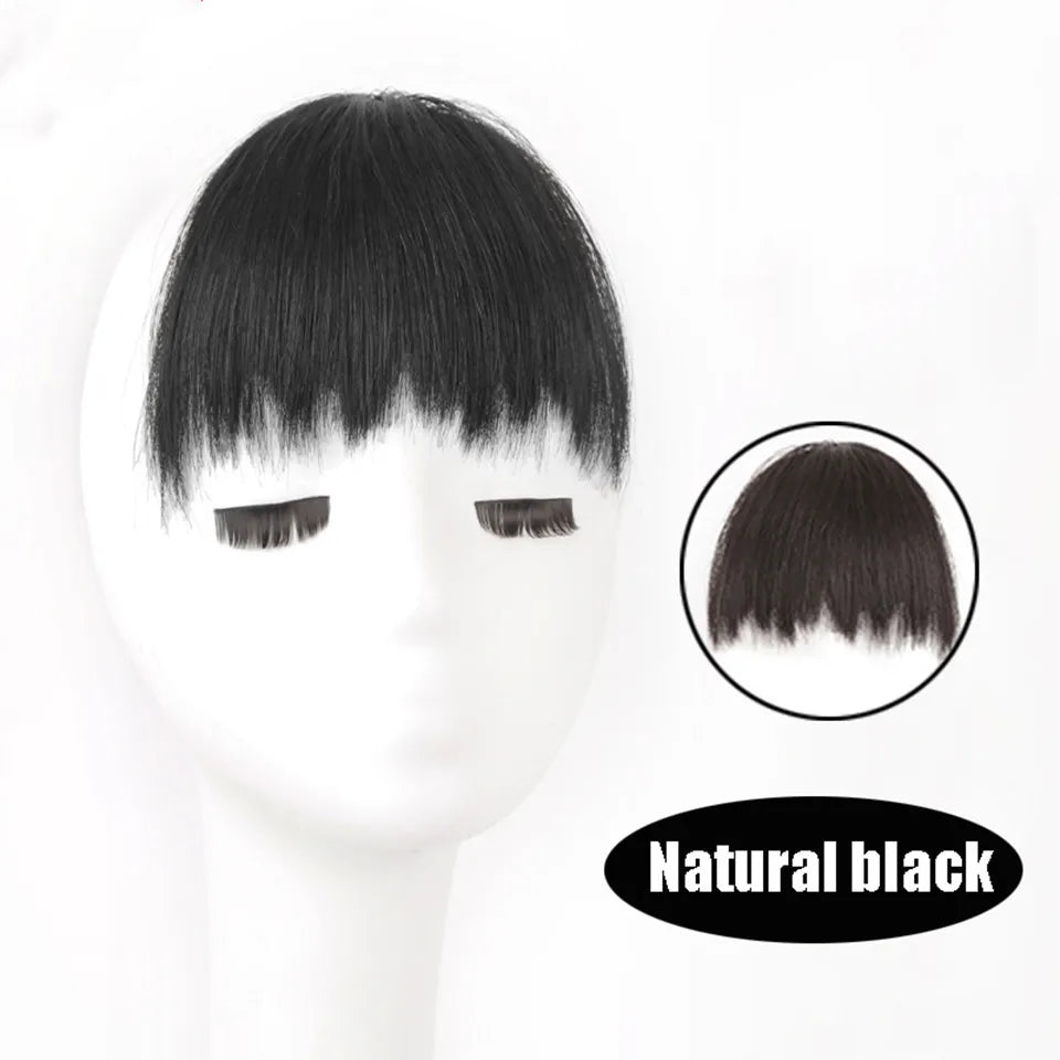 LM Curly Straight Hair Wigs Bangs Clip Natural Hair Style Black Dark Brown Light Brown Synthetic Heat-Resistant Fiber Suitable For Women Wig