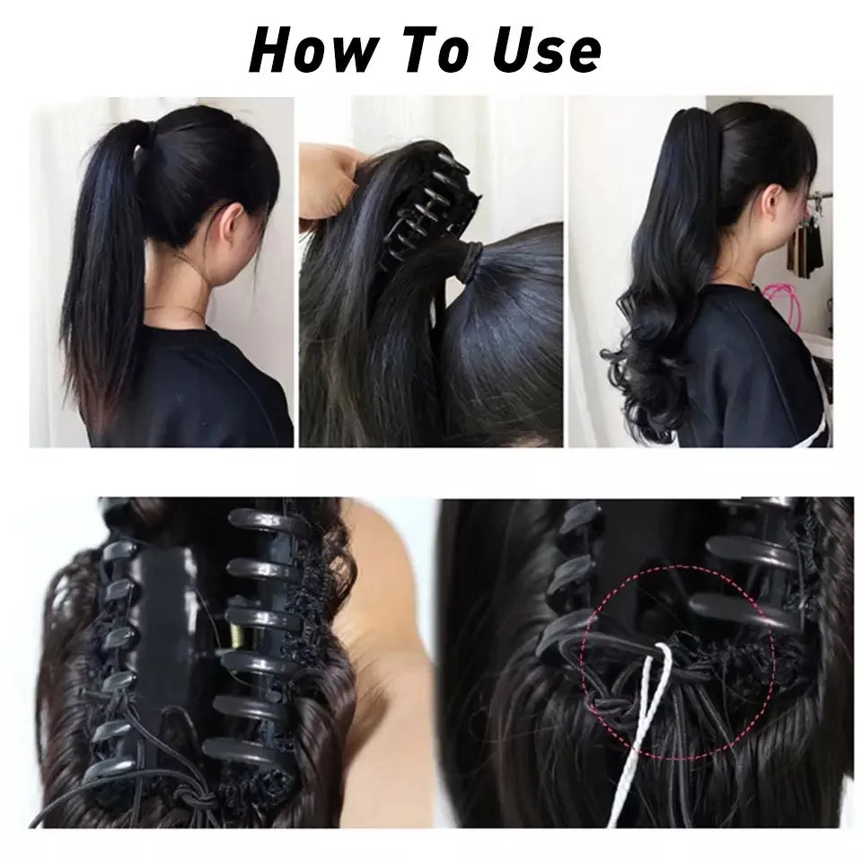 Luxury Wigs for Braiding 76cm 210g  Long Wavy High Temperature Fiber Synthetic Hair Pieces Claw Clip Ponytail Hair Extension and Accessories for Women