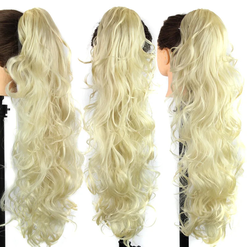 Luxury Wigs for Braiding 76cm 210g  Long Wavy High Temperature Fiber Synthetic Hair Pieces Claw Clip Ponytail Hair Extension and Accessories for Women