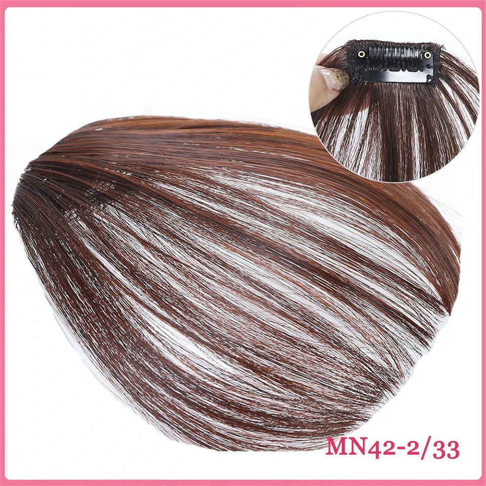 LM Curly Straight Hair Wigs Bangs Clip Natural Hair Style Black Dark Brown Light Brown Synthetic Heat-Resistant Fiber Suitable For Women Wig