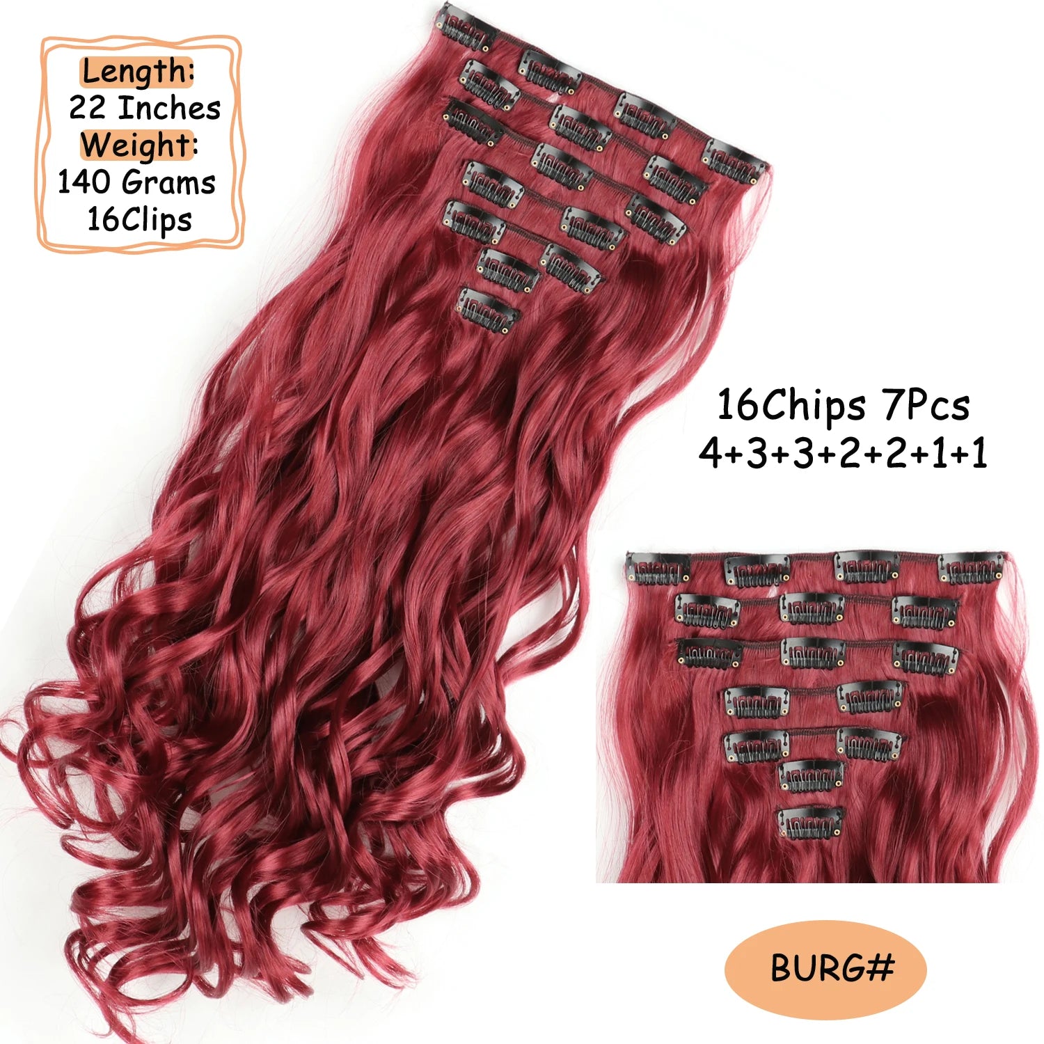 NICESY 16Clips Synthetic 24Inch Wig Long Curly Hair Hairpiece Heat Resistant Hair Extension and Accessories Clips In Ombre Black Brown Blond for Women Hair Style Wigs