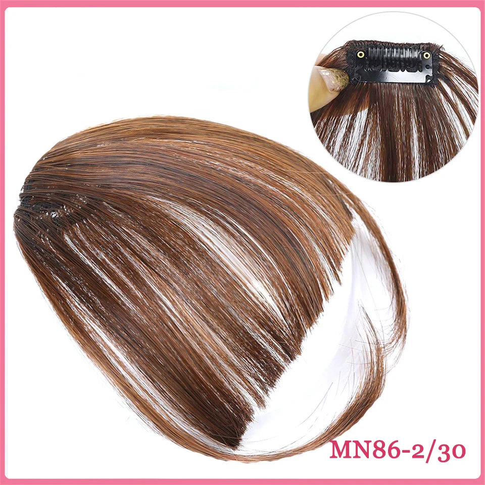 LM Curly Straight Hair Wigs Bangs Clip Natural Hair Style Black Dark Brown Light Brown Synthetic Heat-Resistant Fiber Suitable For Women Wig