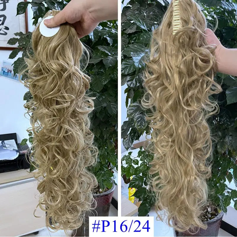 Luxury Wigs for Braiding 76cm 210g  Long Wavy High Temperature Fiber Synthetic Hair Pieces Claw Clip Ponytail Hair Extension and Accessories for Women