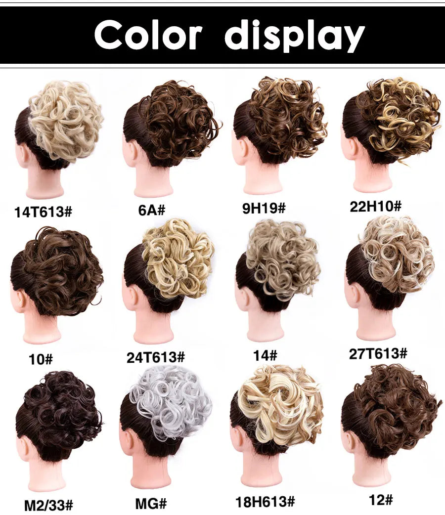 Leeons Syntheic Chignon Hair Wigs piece Curly Bun Hair Extensions and Accessories Scrunchie Updo Hair Pieces Combs In Messy Bun Hair Piece For Women Wig