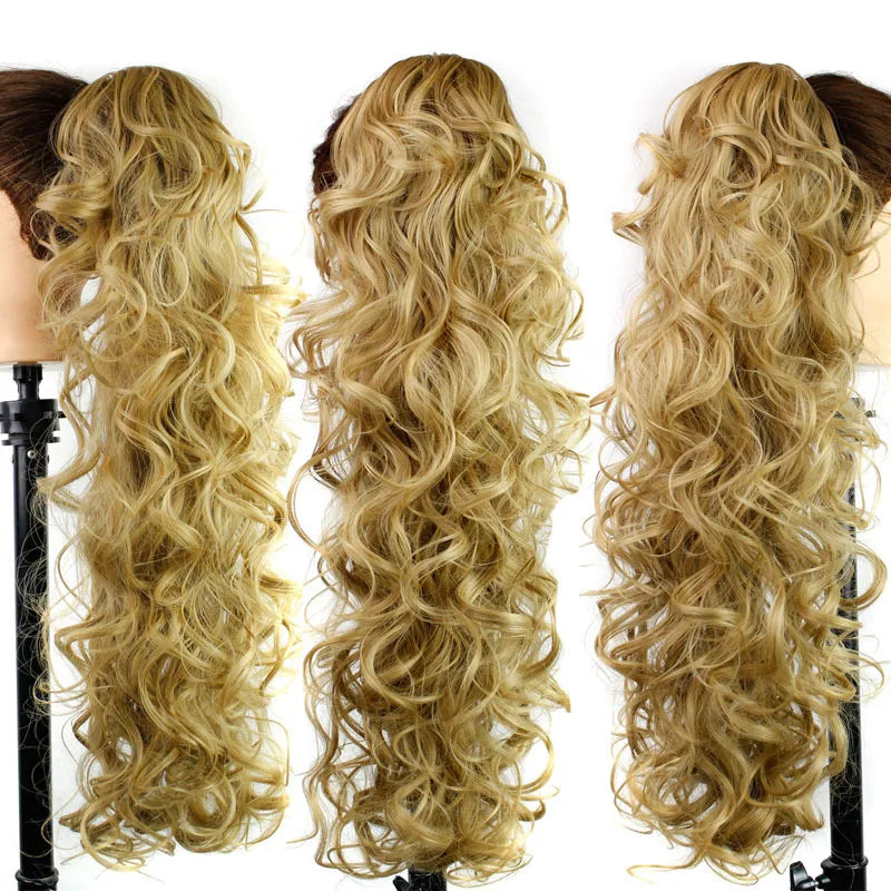 Luxury Wigs for Braiding 76cm 210g  Long Wavy High Temperature Fiber Synthetic Hair Pieces Claw Clip Ponytail Hair Extension and Accessories for Women