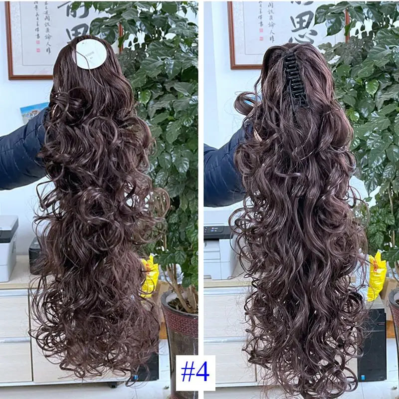 Luxury Wigs for Braiding 76cm 210g  Long Wavy High Temperature Fiber Synthetic Hair Pieces Claw Clip Ponytail Hair Extension and Accessories for Women