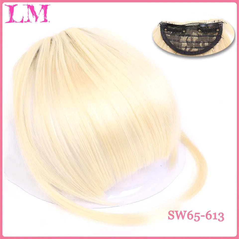 LM Curly Straight Hair Wigs Bangs Clip Natural Hair Style Black Dark Brown Light Brown Synthetic Heat-Resistant Fiber Suitable For Women Wig