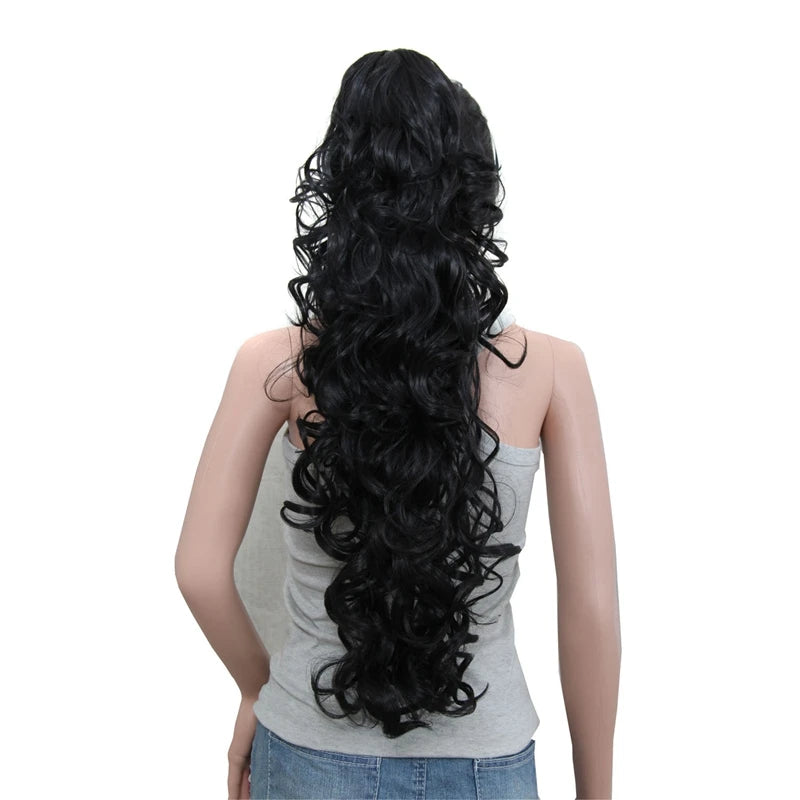 Luxury Wigs for Braiding 76cm 210g  Long Wavy High Temperature Fiber Synthetic Hair Pieces Claw Clip Ponytail Hair Extension and Accessories for Women