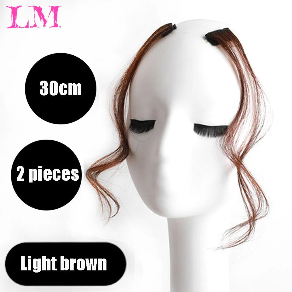 LM Curly Straight Hair Wigs Bangs Clip Natural Hair Style Black Dark Brown Light Brown Synthetic Heat-Resistant Fiber Suitable For Women Wig