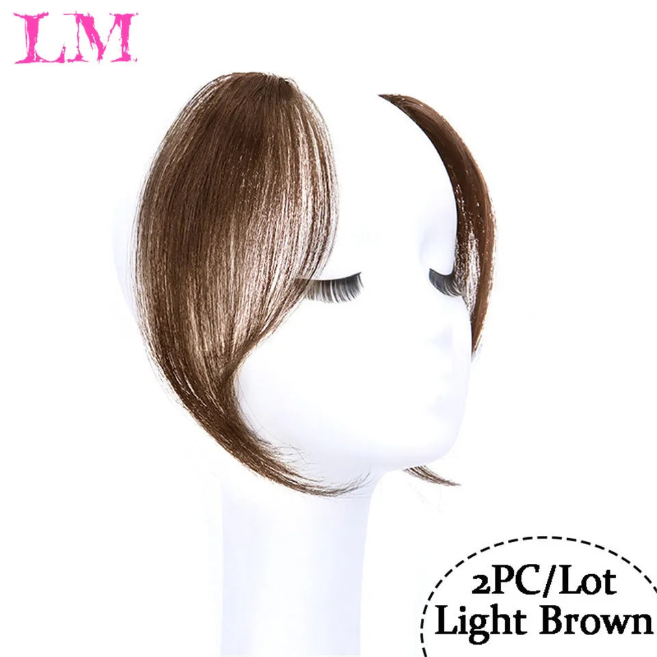 LM Curly Straight Hair Wigs Bangs Clip Natural Hair Style Black Dark Brown Light Brown Synthetic Heat-Resistant Fiber Suitable For Women Wig