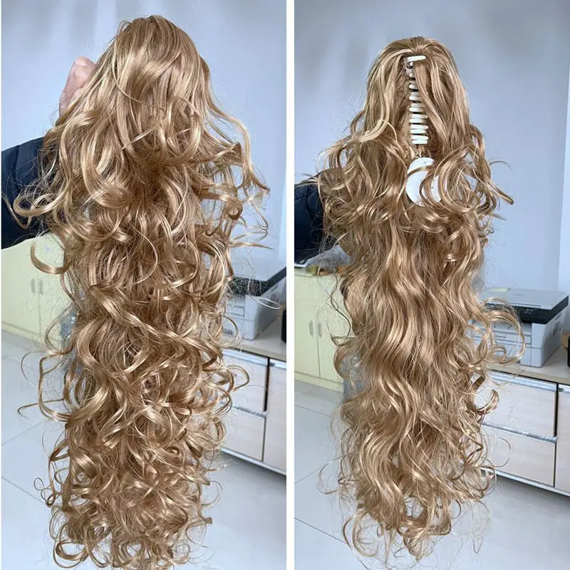 Luxury Wigs for Braiding 76cm 210g  Long Wavy High Temperature Fiber Synthetic Hair Pieces Claw Clip Ponytail Hair Extension and Accessories for Women