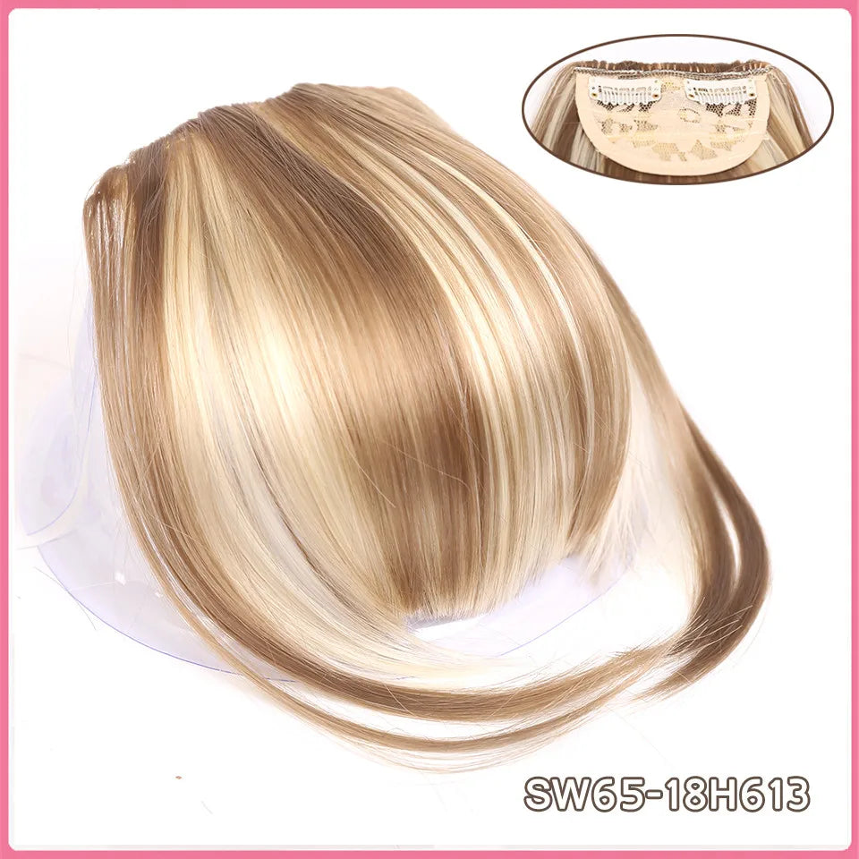 LM Curly Straight Hair Wigs Bangs Clip Natural Hair Style Black Dark Brown Light Brown Synthetic Heat-Resistant Fiber Suitable For Women Wig
