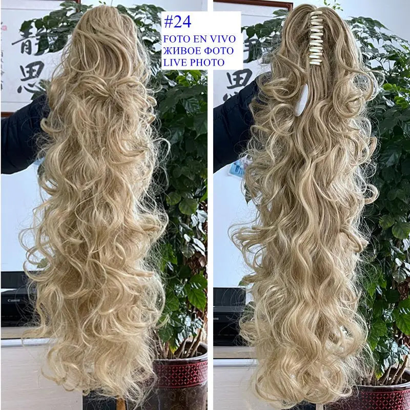 Luxury Wigs for Braiding 76cm 210g  Long Wavy High Temperature Fiber Synthetic Hair Pieces Claw Clip Ponytail Hair Extension and Accessories for Women