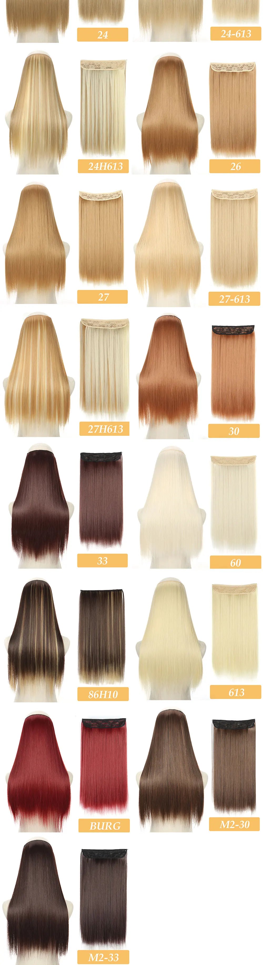 16" 22" Hair Extensions and Accessories Wigs No Clip in Color Mixing Blonde Black Gray Synthetic Natural False Artificial Hair Style Piece For Women Wig