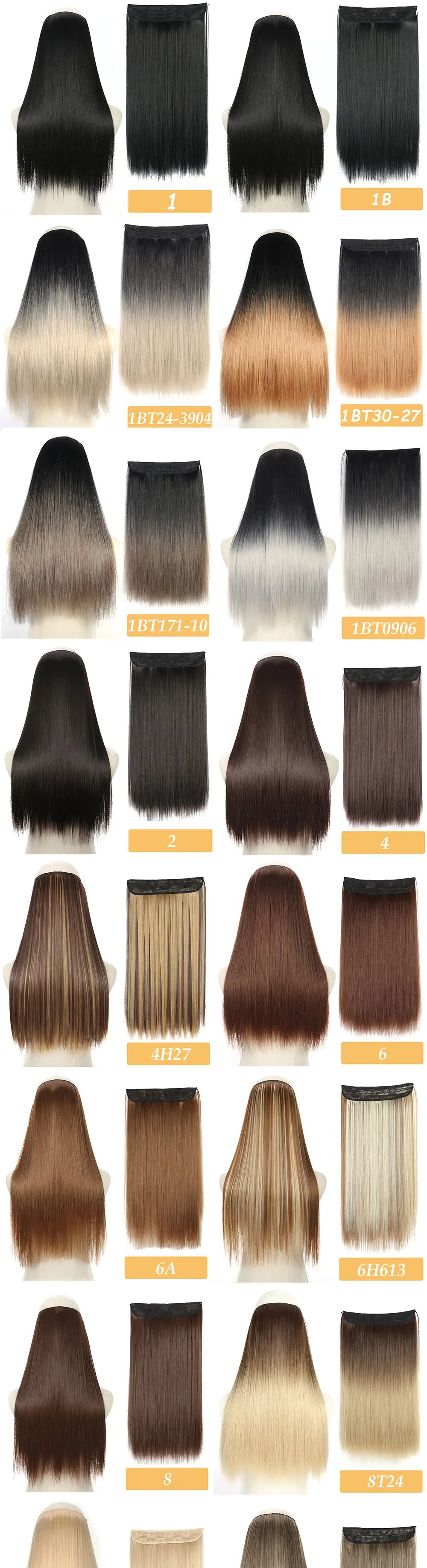 16" 22" Hair Extensions and Accessories Wigs No Clip in Color Mixing Blonde Black Gray Synthetic Natural False Artificial Hair Style Piece For Women Wig