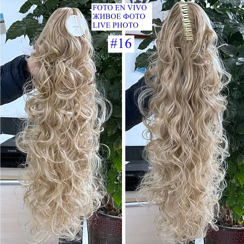 Luxury Wigs for Braiding 76cm 210g  Long Wavy High Temperature Fiber Synthetic Hair Pieces Claw Clip Ponytail Hair Extension and Accessories for Women