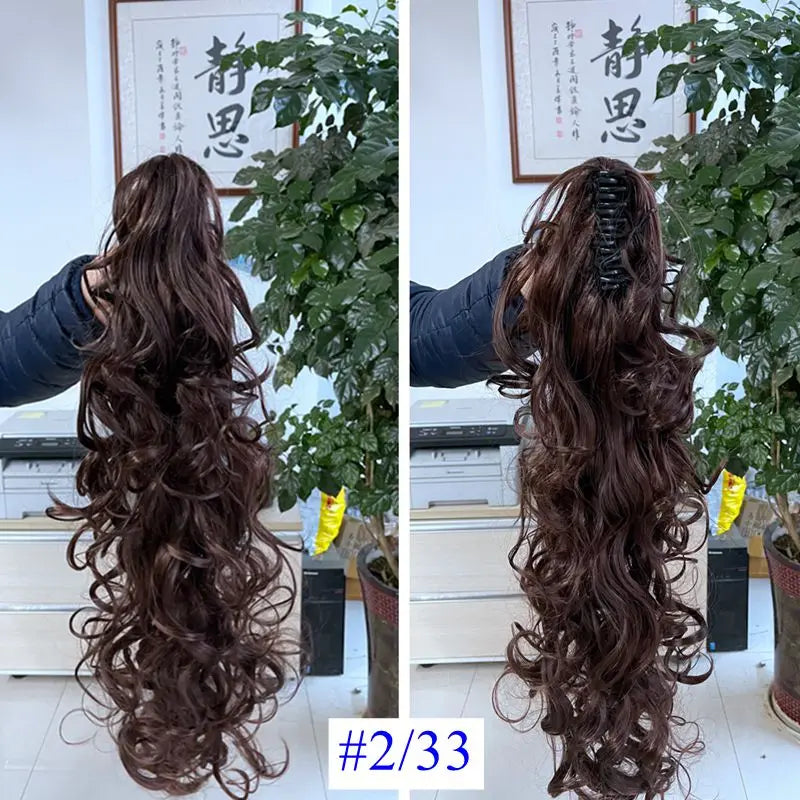 Luxury Wigs for Braiding 76cm 210g  Long Wavy High Temperature Fiber Synthetic Hair Pieces Claw Clip Ponytail Hair Extension and Accessories for Women