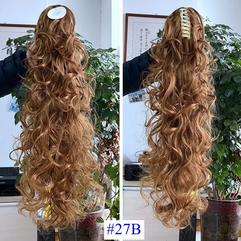 Luxury Wigs for Braiding 76cm 210g  Long Wavy High Temperature Fiber Synthetic Hair Pieces Claw Clip Ponytail Hair Extension and Accessories for Women