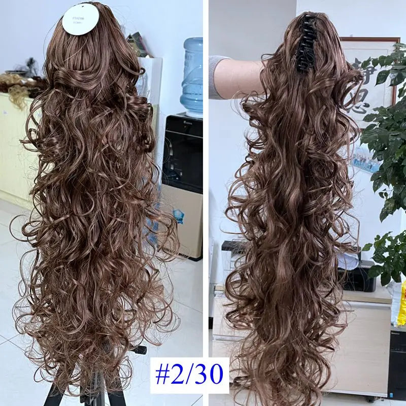 Luxury Wigs for Braiding 76cm 210g  Long Wavy High Temperature Fiber Synthetic Hair Pieces Claw Clip Ponytail Hair Extension and Accessories for Women