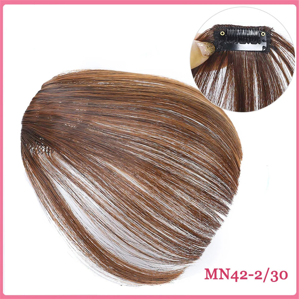 LM Curly Straight Hair Wigs Bangs Clip Natural Hair Style Black Dark Brown Light Brown Synthetic Heat-Resistant Fiber Suitable For Women Wig