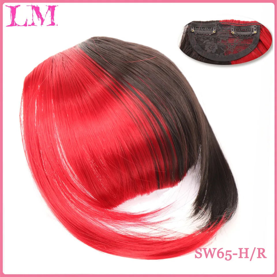 LM Curly Straight Hair Wigs Bangs Clip Natural Hair Style Black Dark Brown Light Brown Synthetic Heat-Resistant Fiber Suitable For Women Wig