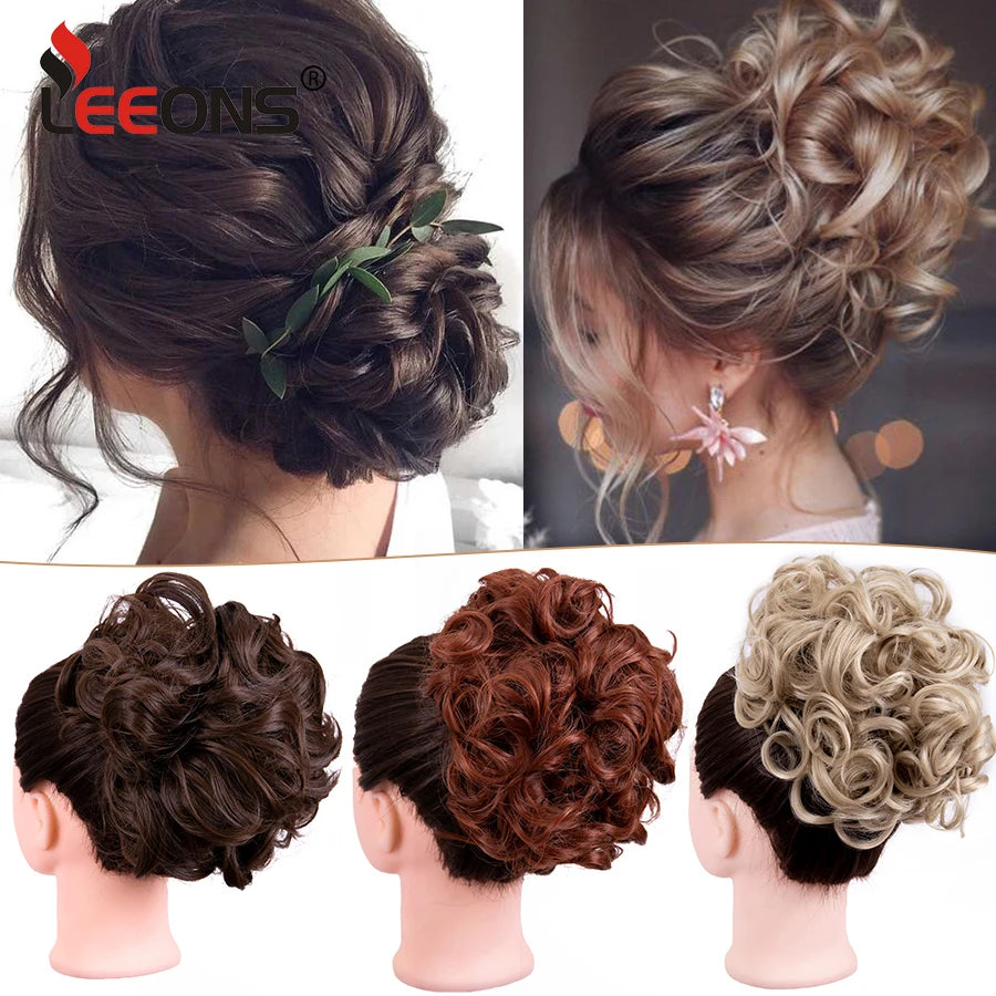 Leeons Syntheic Chignon Hair Wigs piece Curly Bun Hair Extensions and Accessories Scrunchie Updo Hair Pieces Combs In Messy Bun Hair Piece For Women Wig