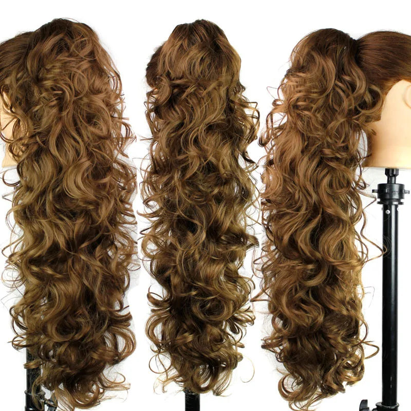 Luxury Wigs for Braiding 76cm 210g  Long Wavy High Temperature Fiber Synthetic Hair Pieces Claw Clip Ponytail Hair Extension and Accessories for Women