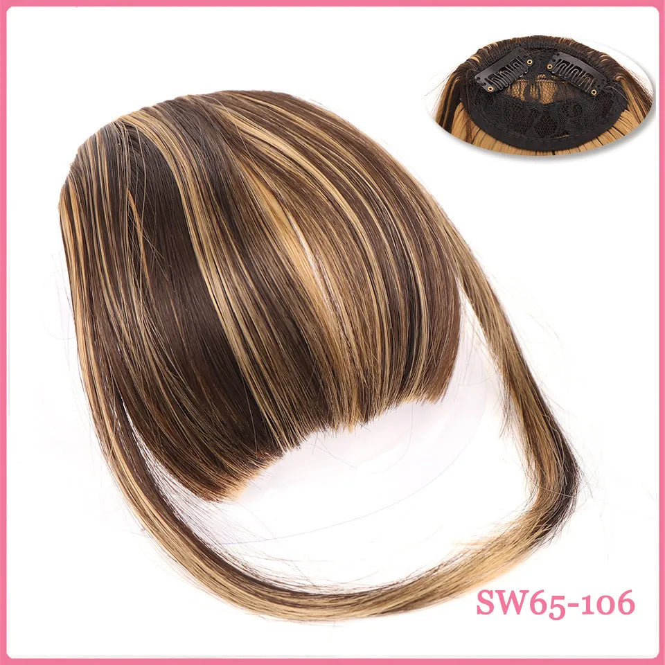 LM Curly Straight Hair Wigs Bangs Clip Natural Hair Style Black Dark Brown Light Brown Synthetic Heat-Resistant Fiber Suitable For Women Wig