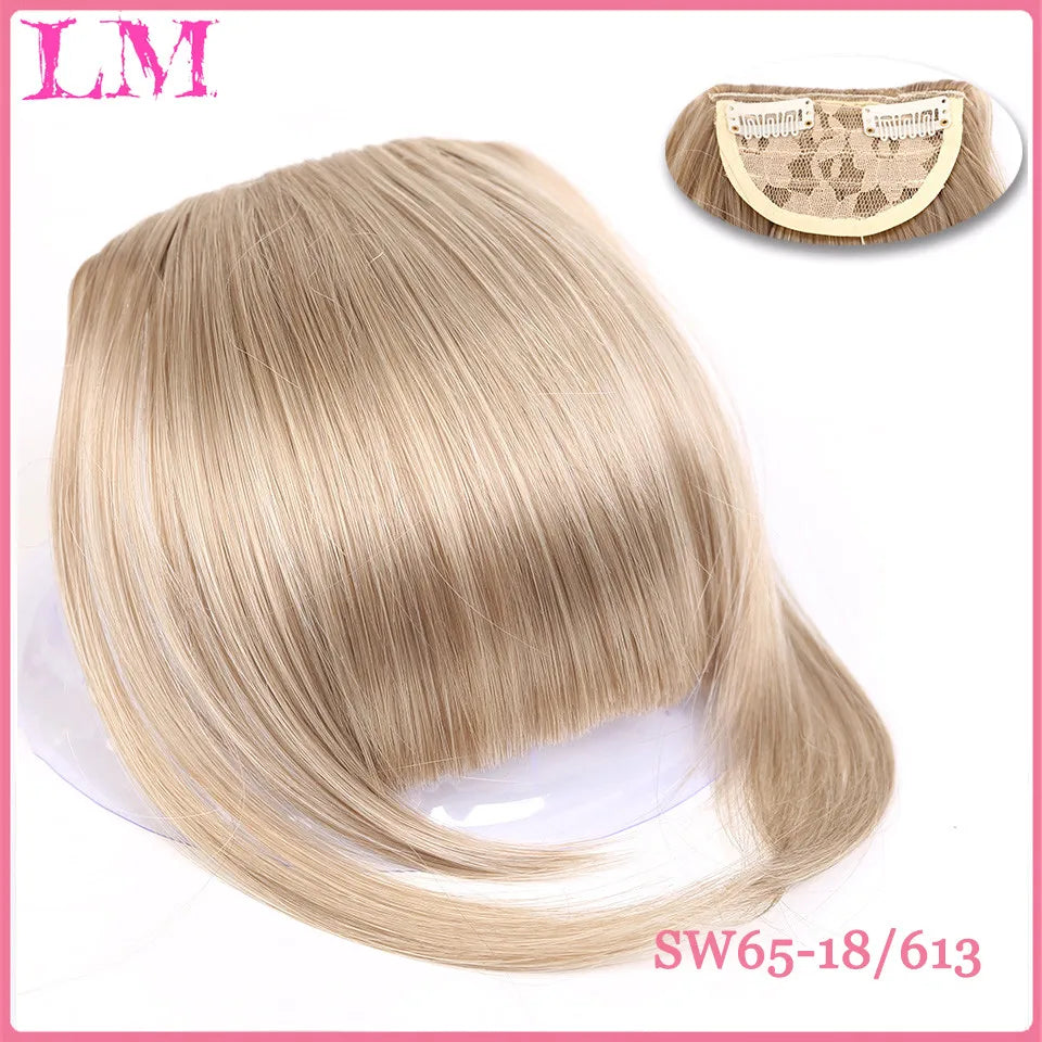 LM Curly Straight Hair Wigs Bangs Clip Natural Hair Style Black Dark Brown Light Brown Synthetic Heat-Resistant Fiber Suitable For Women Wig
