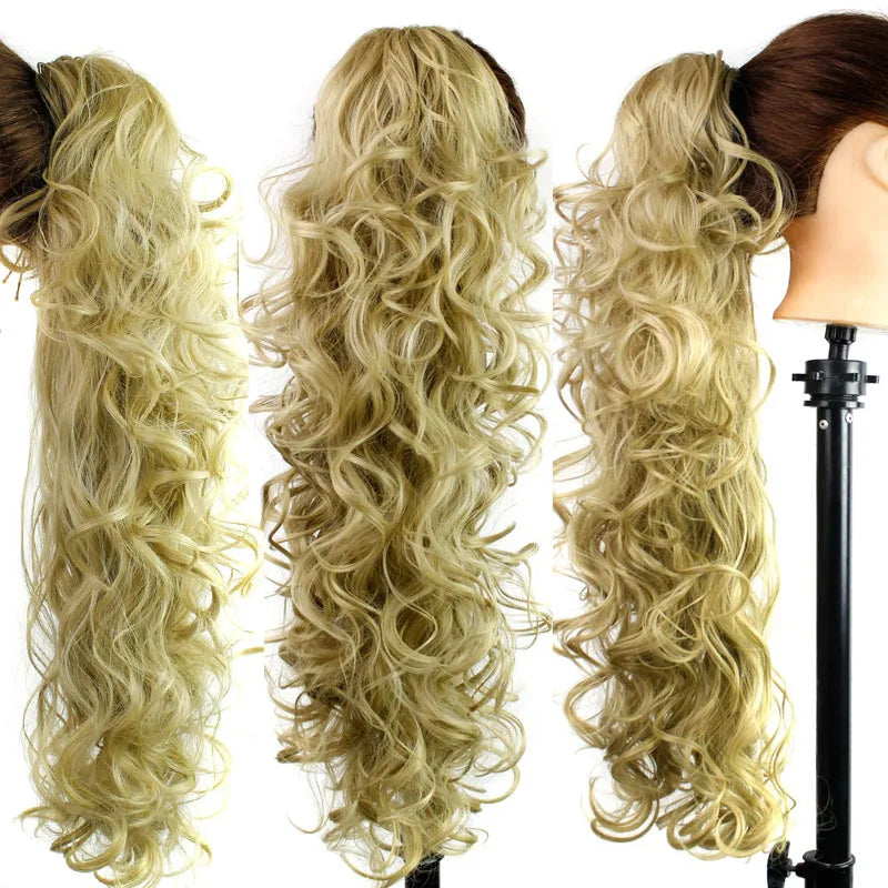 Luxury Wigs for Braiding 76cm 210g  Long Wavy High Temperature Fiber Synthetic Hair Pieces Claw Clip Ponytail Hair Extension and Accessories for Women