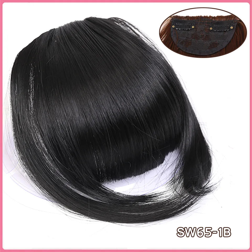 LM Curly Straight Hair Wigs Bangs Clip Natural Hair Style Black Dark Brown Light Brown Synthetic Heat-Resistant Fiber Suitable For Women Wig