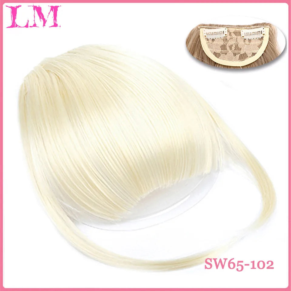 LM Curly Straight Hair Wigs Bangs Clip Natural Hair Style Black Dark Brown Light Brown Synthetic Heat-Resistant Fiber Suitable For Women Wig