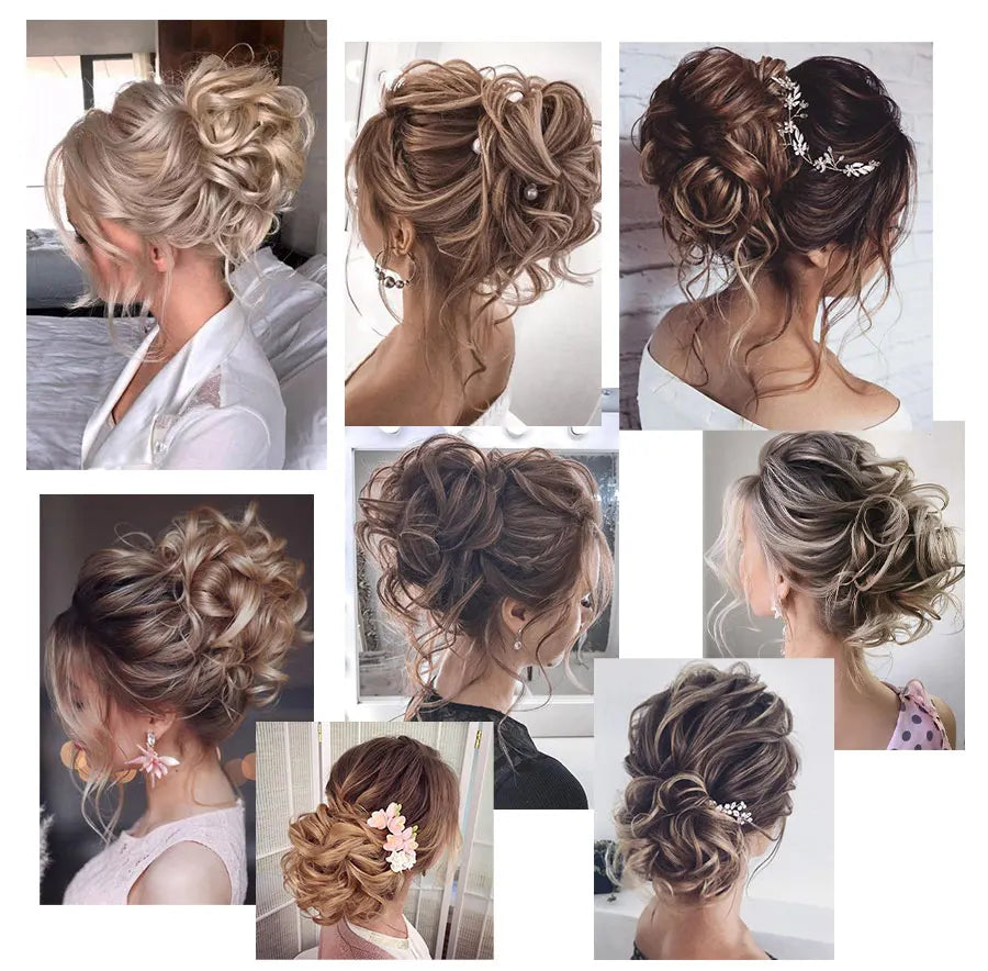Leeons Syntheic Chignon Hair Wigs piece Curly Bun Hair Extensions and Accessories Scrunchie Updo Hair Pieces Combs In Messy Bun Hair Piece For Women Wig
