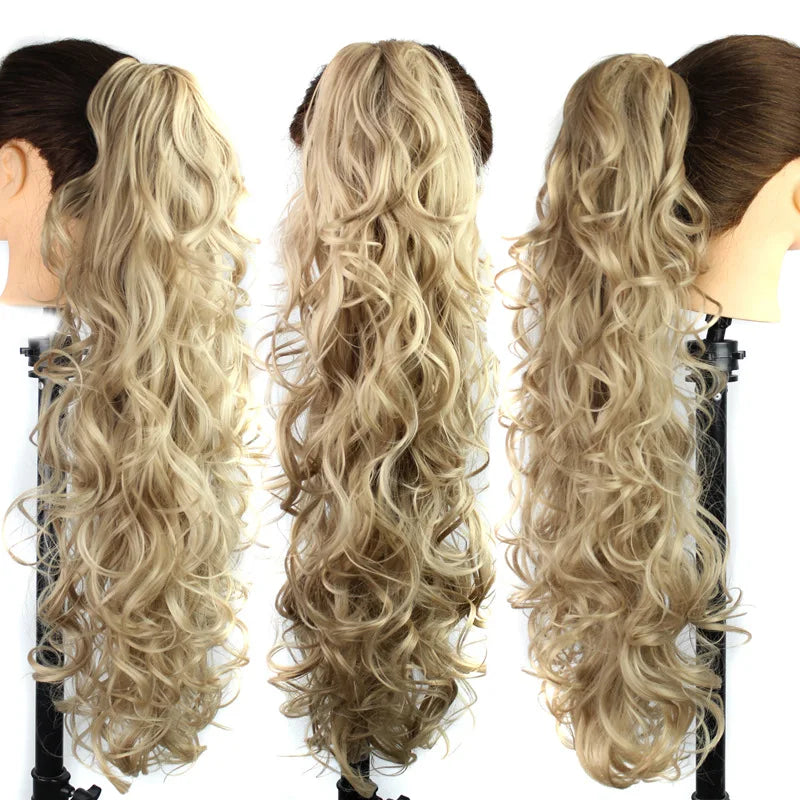 Luxury Wigs for Braiding 76cm 210g  Long Wavy High Temperature Fiber Synthetic Hair Pieces Claw Clip Ponytail Hair Extension and Accessories for Women