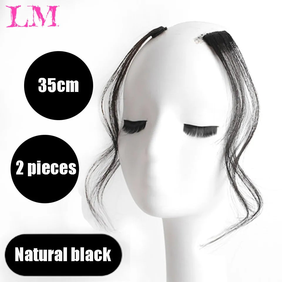 LM Curly Straight Hair Wigs Bangs Clip Natural Hair Style Black Dark Brown Light Brown Synthetic Heat-Resistant Fiber Suitable For Women Wig