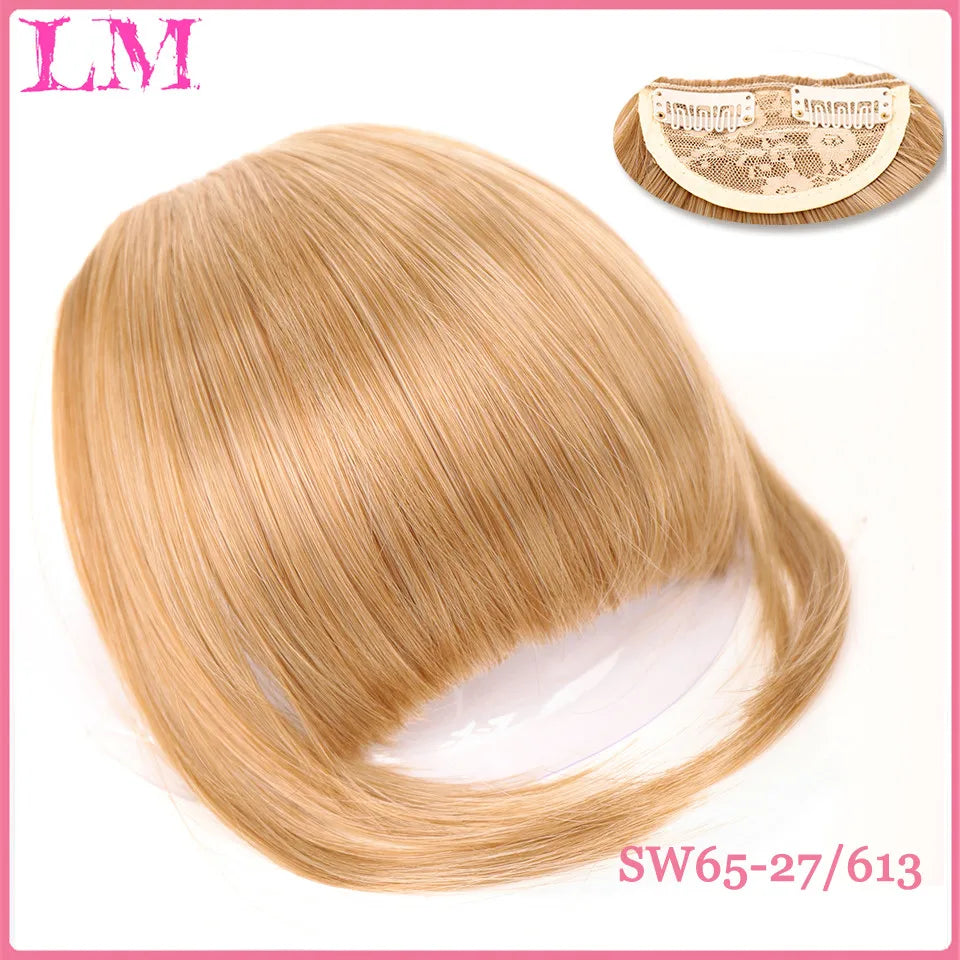 LM Curly Straight Hair Wigs Bangs Clip Natural Hair Style Black Dark Brown Light Brown Synthetic Heat-Resistant Fiber Suitable For Women Wig