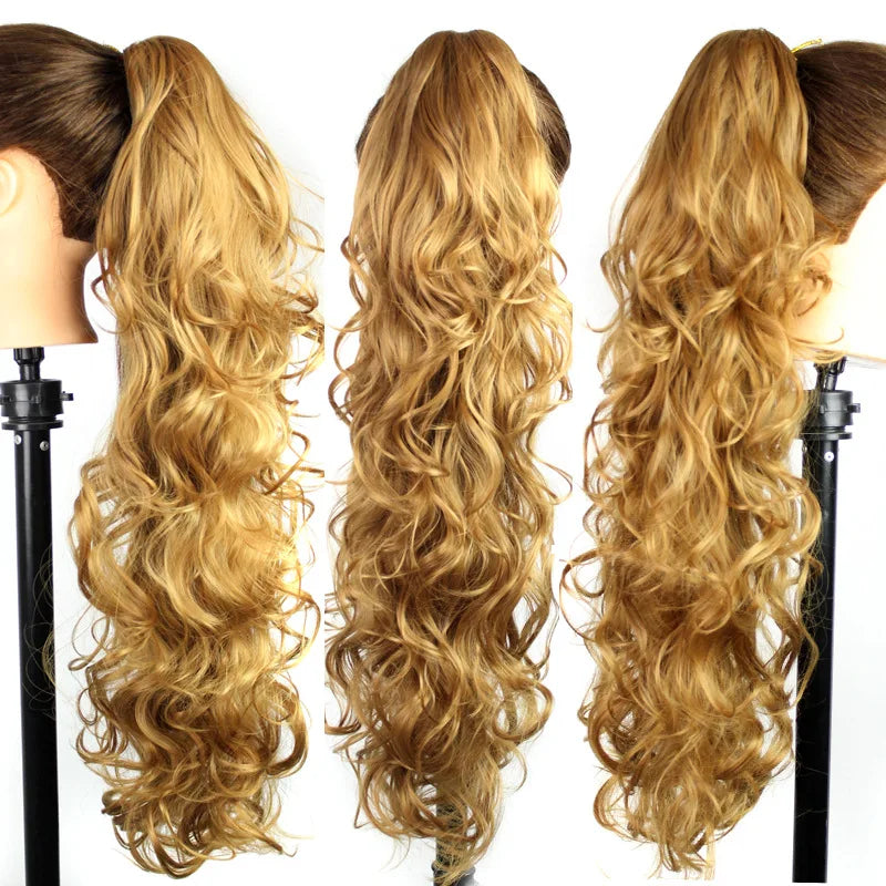 Luxury Wigs for Braiding 76cm 210g  Long Wavy High Temperature Fiber Synthetic Hair Pieces Claw Clip Ponytail Hair Extension and Accessories for Women