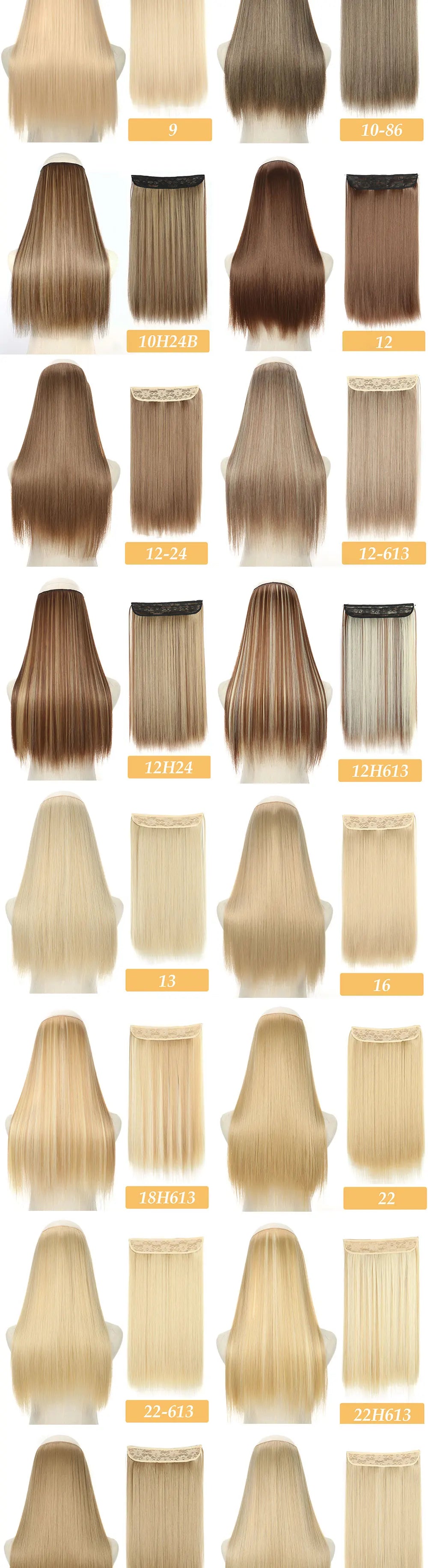 16" 22" Hair Extensions and Accessories Wigs No Clip in Color Mixing Blonde Black Gray Synthetic Natural False Artificial Hair Style Piece For Women Wig