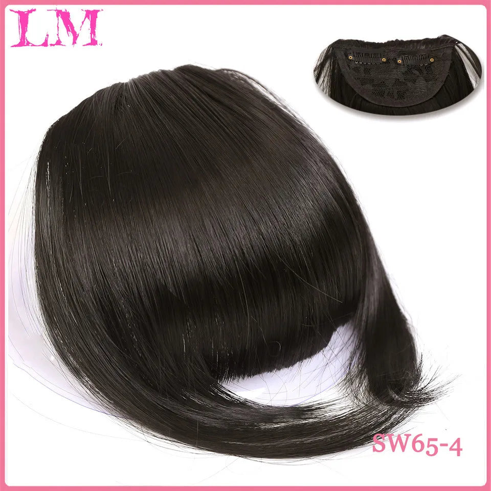 LM Curly Straight Hair Wigs Bangs Clip Natural Hair Style Black Dark Brown Light Brown Synthetic Heat-Resistant Fiber Suitable For Women Wig