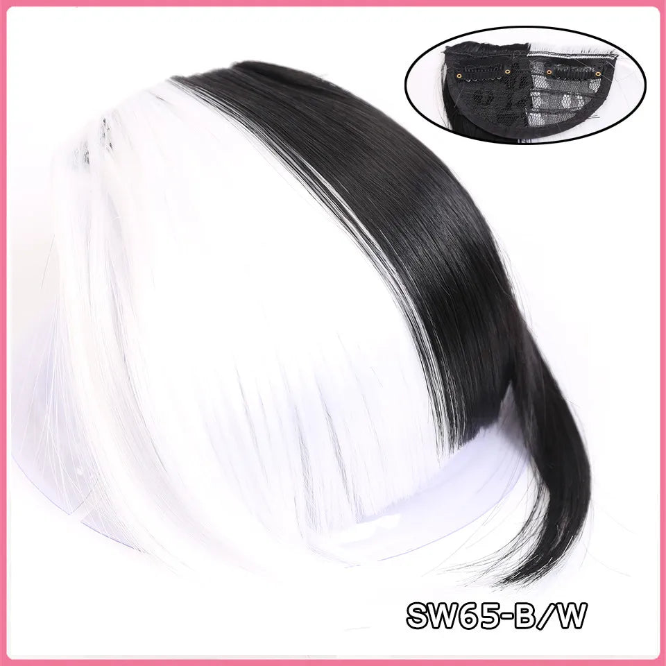 LM Curly Straight Hair Wigs Bangs Clip Natural Hair Style Black Dark Brown Light Brown Synthetic Heat-Resistant Fiber Suitable For Women Wig