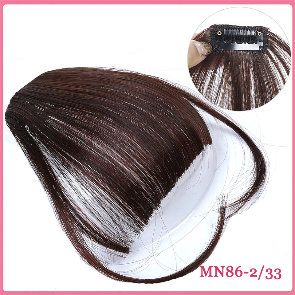 LM Curly Straight Hair Wigs Bangs Clip Natural Hair Style Black Dark Brown Light Brown Synthetic Heat-Resistant Fiber Suitable For Women Wig