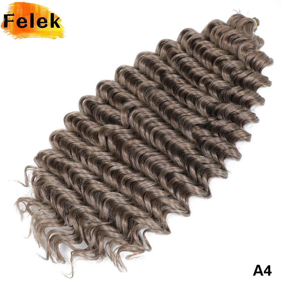 Wig Deep Wave Twist Braiding Hair Extensions and Accessories For Women High Quality Synthetic Crochet Braids Hair 24 Inch Wigs Ombre Bug Brown Afro Curls
