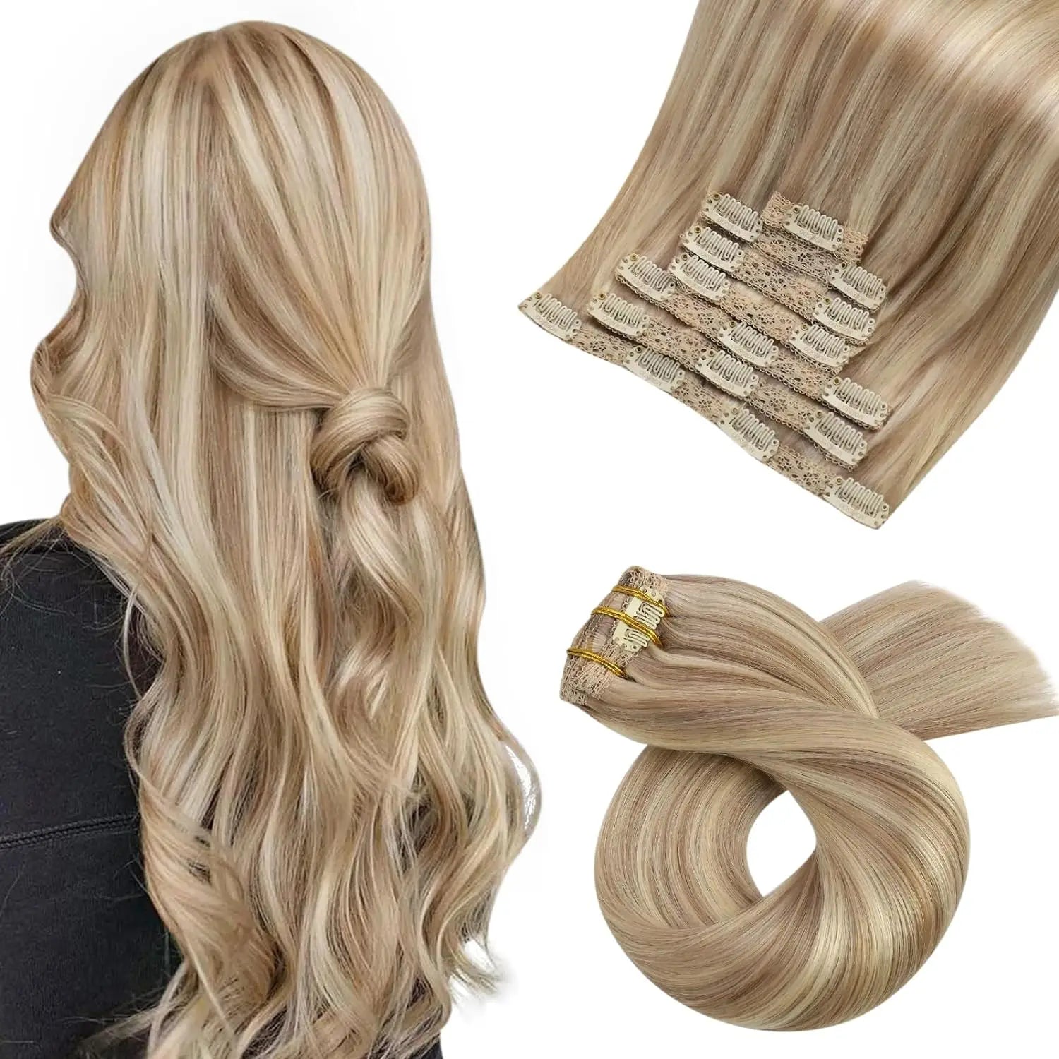 [Hot Sale] Moresoo Clip in Wigs Hair Extensions Real Natural Hair Remy Straight Wig Set 5&7 Pcs Brazilian Clip in Human Hair Extensions and Accessories