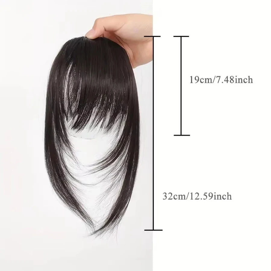 Women's Straight Synthetic Wigs Hair Extensions with Layered Bangs Side-Swept Bangs Natural-Looking Wig Hairpiece for Versatile Styling