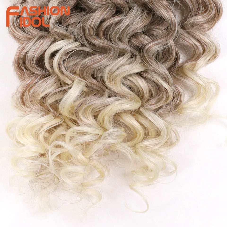 FASHION IDOL 300g 3pcs Wig Passion Twist Braiding Hair Wigs Synthetic 12 Inch Crochet Hair Ombre Blonde Afro Kinky Curly Hair Extensions and Accessories