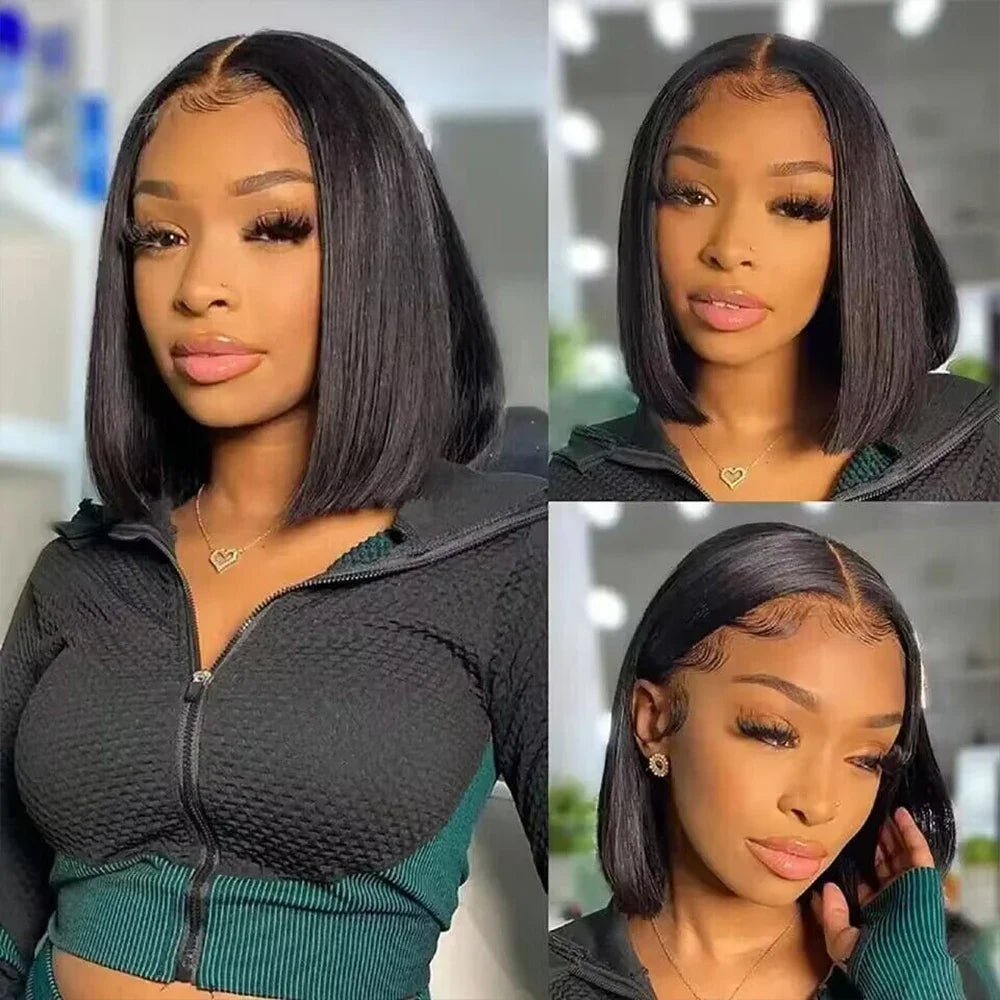 200% Density 13x4 Short Wig Bob Straight Brazilian Remy Hair Wigs HD Transparent Lace Full Lace Frontal Hair Style 4x4 5x5 Closure Wig 2x6 Lace