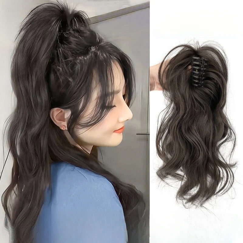 12Inch Short Wavy Synthetic Claw Clip Ponytail Hair Extensions and accessories wigs Heat Resistant Hair Ponytail With Grab Clips For Women Hair Style Daily Use