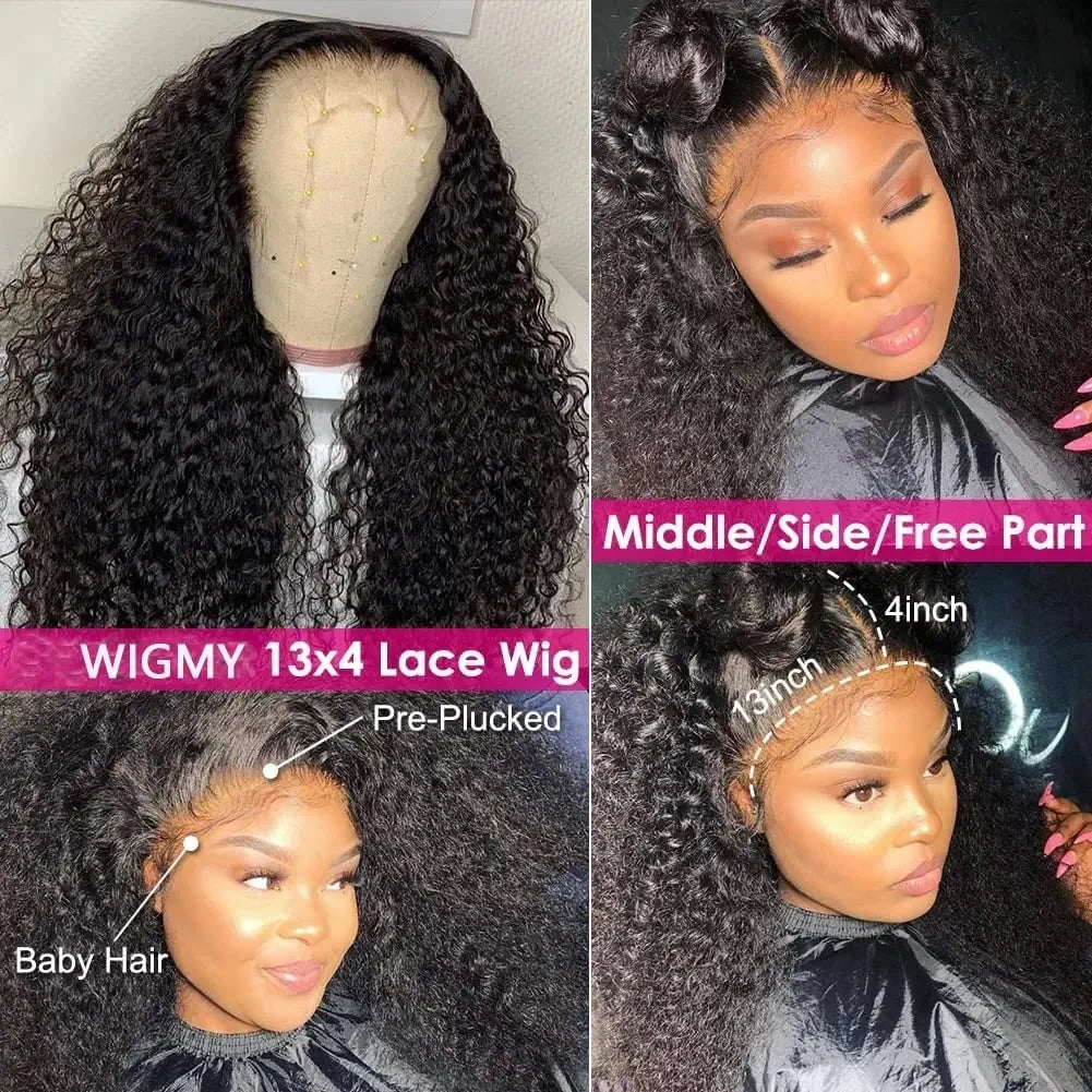 Mongolian Kinky Curly Wig Human Hair 13x4 Curly Lace Front Human Hair Wigs Hair Kinky Curly Lace Closure Wig For Women 180 Density