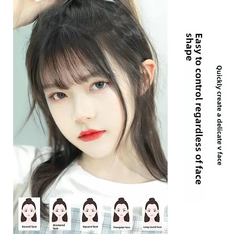 3D Remy Human Hair Wigs Air Bangs For Girl Women Forehead Reissue ONE Clip in Wig Hair Accessories and Extensions Natural Fringe Hairpiece 4 Colors Hair Style